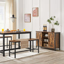 eettafel, set van 2, keukenbanken, eettafelbanken, 108 x 32,5 x 50 cm, vintage bruin-zwart KTB33X