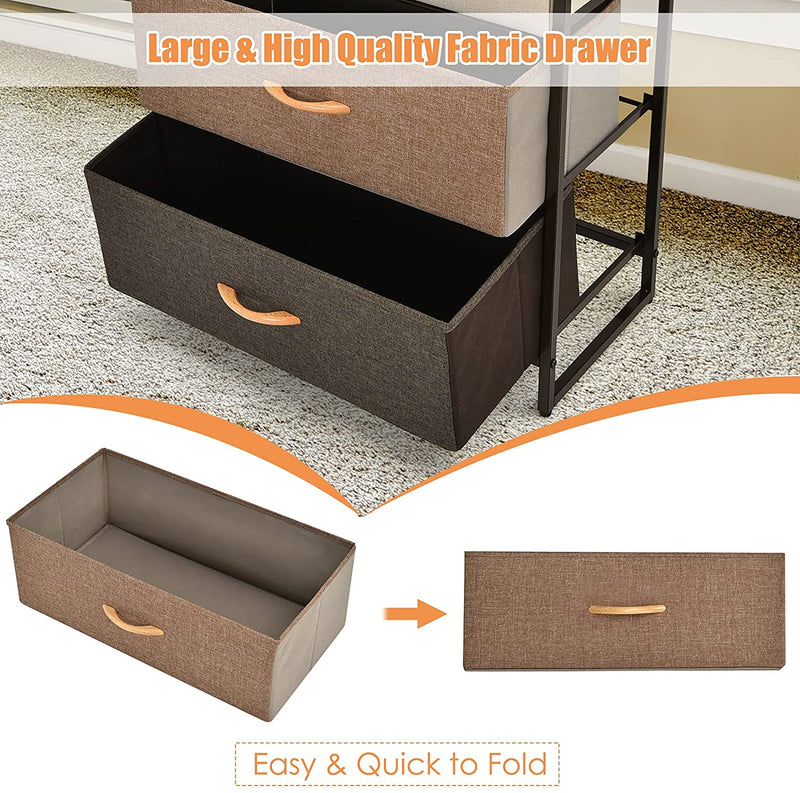 4/5 ladenkast opberg toren, opvouwbare stoffen laden, handige ladekast met stevig stalen frame en houten top voor hal, slaapkamer (58 x 29 x 79 cm / 4 laden)