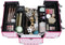 Beauty Case ,Make up koffer , Multi Case Make-up Case Vloertas Met Diamantpatroon Zilverkleurig Roze 36 x 28 x 23 cm JBC319P