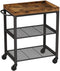 Serveerwagen, keukentrolley met universele wielen, keukenrek met verstelbare poten, stabiel metalen frame, 2 roosterniveaus, 60 x 40 x 75 cm, industrieel design, vintage, donkerbruin LRC75BX