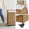 Wasmand, handgeweven, wasverzamelaar, 140 L, gemaakt van polyrattan, met 3 compartimenten, uitneembare zak, deksel, handvaten, voor woonkamer, badkamer, 66 x 33 x 60 cm, kleur naturel LCB363N01