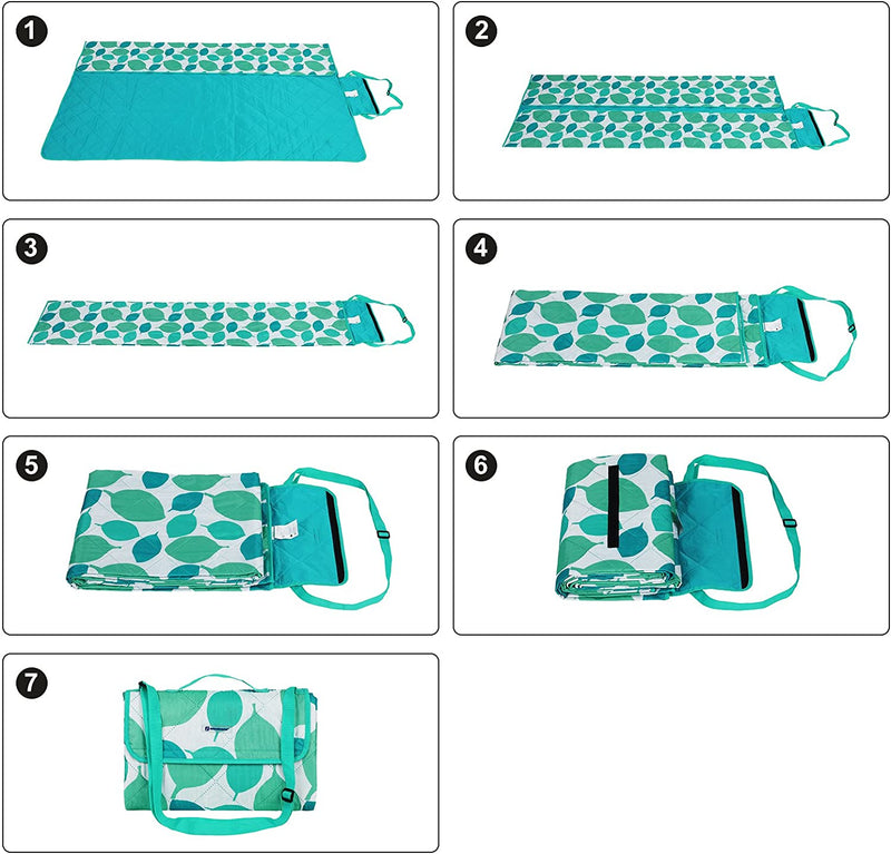 GCM80JW Wasbaar picknickkleed voor outdoor, opvouwbaar tot tas met schouderriem, licht campingdeken, ideaal voor op reis, warmte-isolerend, 195 x 150 cm