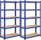 Magazijnrekken, zware lasten, set van 2, kelderrekken, 180 x 90 x 40 cm, tot 875 kg belastbaar, planken, steekplanken, versterkt stalen frame, 5 verstelbare planken, blauw GLR040Q02