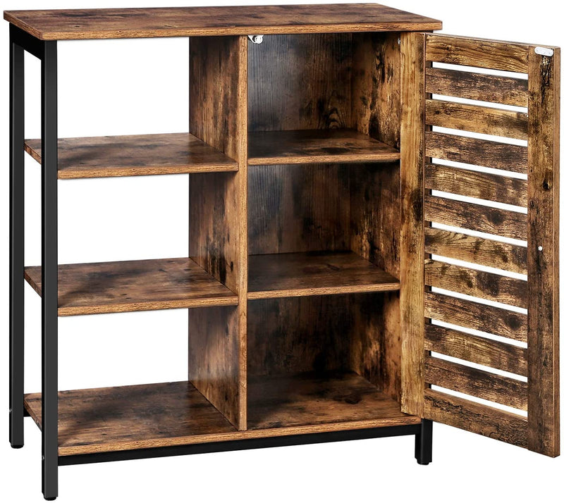 dressoir, keukenkastje met 3 open rekken, badkamerkastje, woonkamer, hal, keuken, thuiskantoor, stalen geraamte, industriële stijl,vintage bruin en zwart LSC74BX