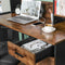 Bureau, computerbureau met schapindeling, bureau met kast en lade, , vintage bruin-zwart LWD65X