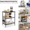 Keukenwagen serveerwagen, 3 lagen opslag keukenplank met flexibele wielen, 2 gaas planken & 5 opknoping haken, industriële vintage stijl, afsluitbare keukentrolley voor keuken, woonkamer (Koffie)