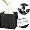 Wasmand handgeweven, synthetische rotan wasmand, met deksel en handvatten, wassorteermachine, opvouwbaar, waszak afneembaar, zwart LCB52BK