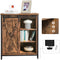 Sideboard, keukenkast met schuifdeur en verstelbare planken, badkamerkast, woonkamer, hal, keuken, thuiskantoor, stalen frame, industriële stijl, vintage bruin-zwart LSC88BX