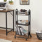 Serveerwagen, keukenwagen, keukenrek op wielen, trolley met 3 niveaus, wielen 360° draaibaar, voor keuken, eetkamer, woonkamer, werkkamer, vintage bruin-zwart LRC031B01
