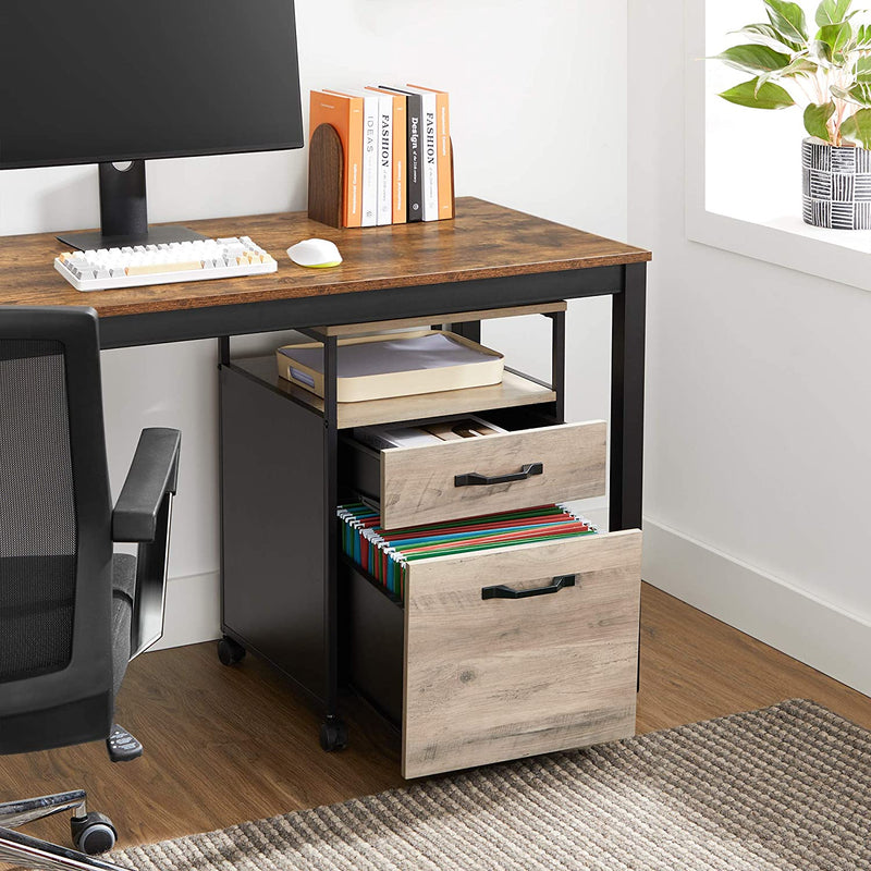 Archiefkast met 2 laden,  met wielen, rolcontainer,stalen frame, , grijs-zwart
