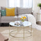 Bijzettafel rond, salontafel, glazen tafel met metalen frame, gehard glas, nachtkastje, sofatafel, voor balkon, goud LGT21G