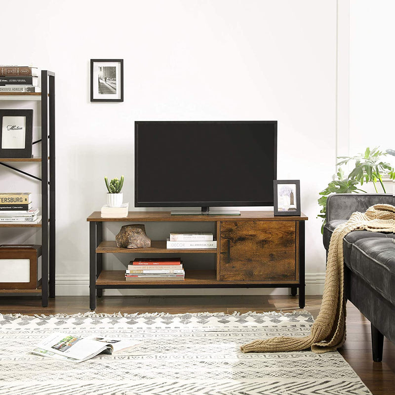 TV-kast, TV-tafel, voor TV's tot 48 inch, lowboard met kast en 2 schapniveaus, TV-bank,  gang, 110 x 40 x 45 cm, , donkerbruin LTV42BX