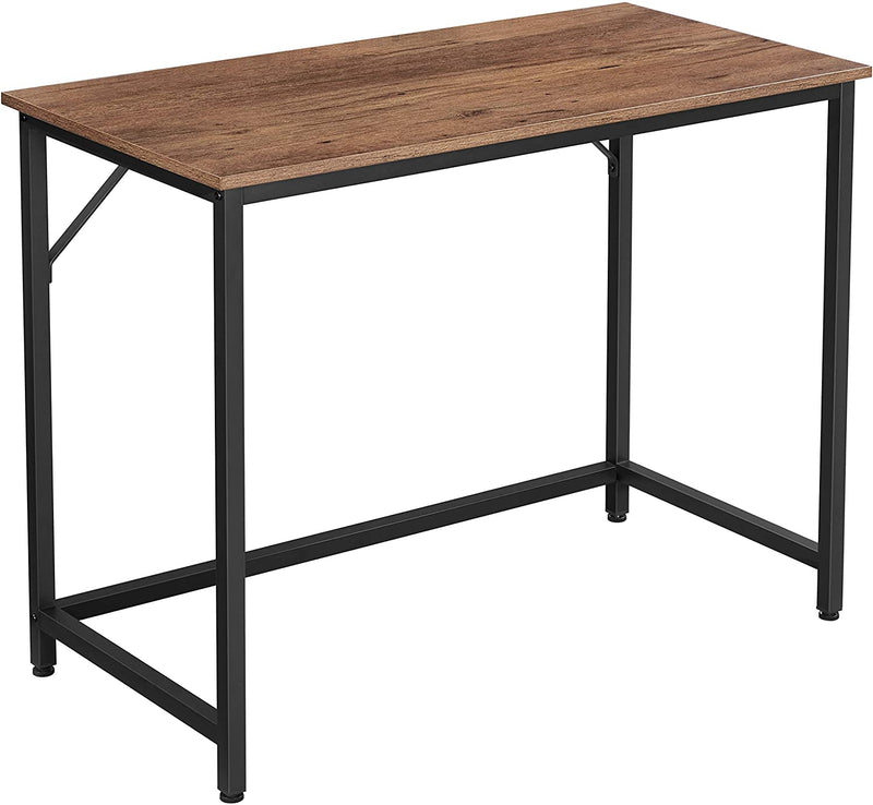Bureau, computertafel, smalle kantoortafel, 100 x 50 x 75 cm, studeerkamer, hazelnoot-zwart LWD041B03