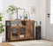 Sideboard, keukenkast, opbergkast, met 3 deuren, voor woonkamer, keuken, eetkamer, 110 x 33 x 75 cm, industriële stijl, vintage-bruin-zwart LSC096B01