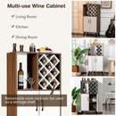 Barkast wijnkast, houten buffetkast, opbergkast met 8 wijnrek, open plank en 2 kasten, display wijnrek houder voor keuken, eetkamer en woonkamer