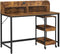 Computer bureau, bureau met monitorstandaard, gat voor kabels, kantoorset, 3 lagen rolwagen,  bruin-zwart LWD066B01