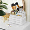 Make-up Organizer van acryl, cosmetica organizer met 3 lades en 15 vakken in verschillende maten, anti-slip inzetstukken, voor make-up en sieraden, wit JKA002WT