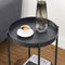 Bijzettafel, 2 niveaus, salontafel, ronde, uitneembare kom, metalen frame, voor woonkamer en slaapkamer, vintage bruin-zwart LET221B01