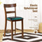 Set van 2 Hoge aanrecht stoelen, 65 cm zithoogte barstoel met rugleuning, schuim-gewatteerde kussen, rubber houten poten, houten antieke eetkamerstoel voor kroeg, woonkamer, keuken