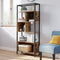 Boekenplank, staande plank, opslagplank met 5 niveaus, stalen frame, industrieel ontwerp, vintage bruin-zwart