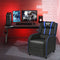 Gaming leunstoel fauteuil, PU lederen enkele leunstoel relaxstoel, verstelbare moderne woonkamer ligstoel, televisiestoel met voetsteun en lumbaal kussen, thuisbioscoop zittingen (Blauw)