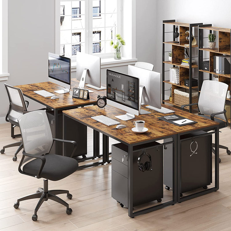 Bureau, computer bureau, bureau met 8 haken, 120 x 60 x 75 cm,  bruin-zwart LWD58X