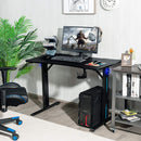 Gaming Bureau 110cm, T-vormige computertafel met Game Controller Stand, bekerhouder en LED licht, Ergonomische thuiskantoor gamestation met koolstofvezel oppervlak