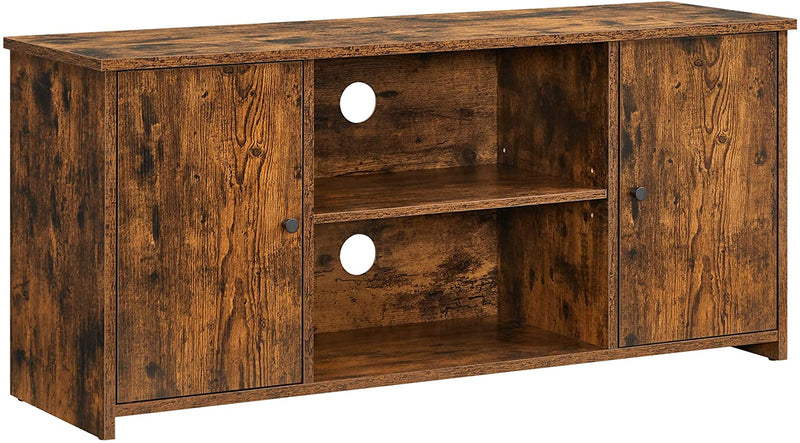 TV-meubel, , met deuren, open vakken, met 2 gaten voor kabels, verstelbare planken, voor TV's tot 50 inch, vintage bruin LTV101X01