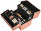 beautycase, beautycase, opbergruimte voor make-up, organizer voor op reis, voor kappers en visagisten, naaiaccessoires, afsluitbare doos met draagriem, metallic rosé goud JBC323RD
