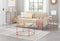 Bijzettafel Rond, Salontafel, Glazen Tafel met Metalen Frame, Gehard Glas, Nachtkastje, Sofa Tafel, voor Balkon, Rose Goud LGT021A02