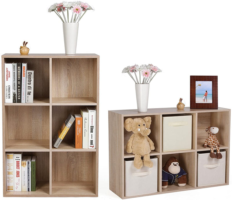 Boekenkast Met 6 Vakken, Houten Rek, Kubusrek, Opbergrek, 65,5 X 97,5 X 30