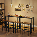 bartafelset, hoge tafel (100 x 40 x 90 cm) met 2 barkrukken (elk 30 x 40 x 65 cm), metalen frame, industrieel ontwerp, voor eetkamer, woonkamer, vintage bruin-zwart LBT218B01