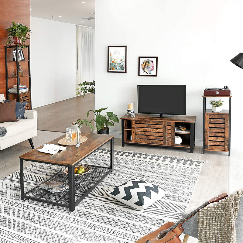 standplank, keukenplank met 3 rekken en kast, boekenplank, hoge zijkast, industriële vormgeving, woonkamer, slaapkamer, hal, 37 x 30 x 167 cm, vintage, donkerbruin LSC37BX