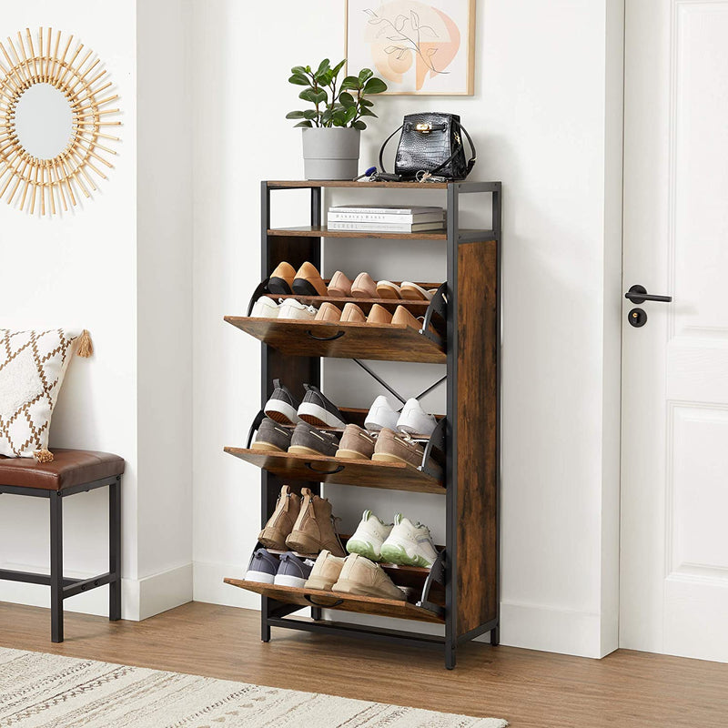 Schoenenkast, schoenenrek, met 3 kleppen 60 x 30 x 130 cm