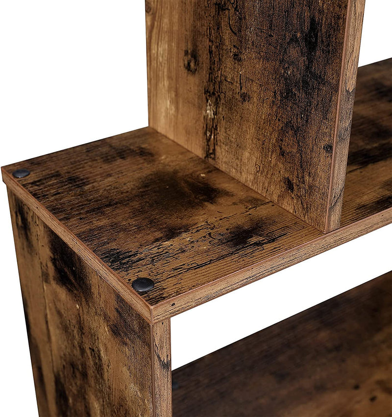 Boekenkast, met 6 niveaus, vrijstaand,  decoratieve plank, , modern, , vintage bruin