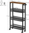 Serveerwagen, keukenrek op wielen, smal, keukenwagen, rolwagen, 360° draaibare wielen, metalen frame, voor keuken, woonkamer, thuiskantoor, vintage bruin-zwart LRC032B01