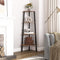 Hoekrek, staand rek, boekenkast met 4 planken, ladder-rek, stabiel stalen frame voor woonkamer, kantoor, ruimtebesparend, vintage EBF41CJ01