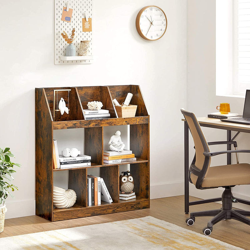 Boekenkast, 5 vakken onderin, 3 vakken bovenin, , 90 x 28 x 100 cm, bruin