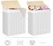 Wasmand  Bamboe Wasmand, Wasmand met Handvaten, Deksel met Clips, Opvouwbaar, Waszak verwijderbaar, Wit LCB071W01