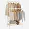 kledingrek, kapstok van metaal, met 2 kledingstangen, 1 plank, tot 70 kg belastbaar, eenvoudige montage, wit