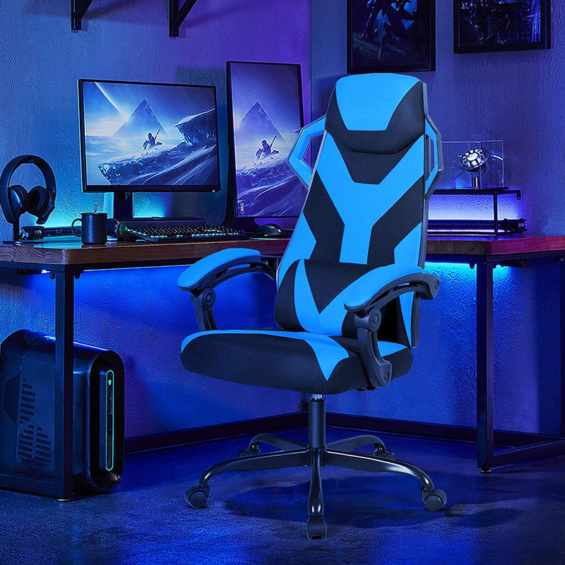 Hoge rugleuning gamingstoel, verstelbare racing style  (Blauw)