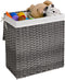 Wasmand, handgevlochten, wasmand van synthetisch rotan, met deksel en handgrepen, wassorteerder, opvouwbaar, waszak uitneembaar, grijs LCB52WG
