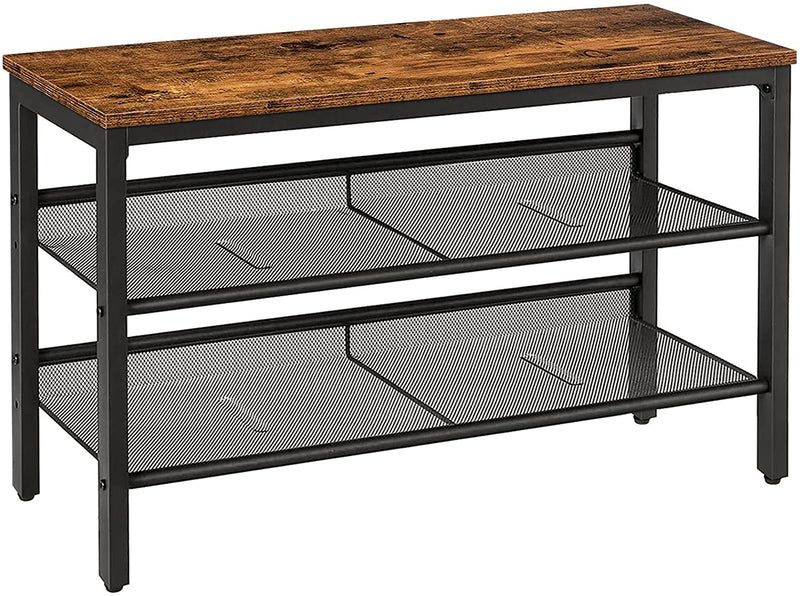 Schoenenbank, schoenenrek met 2 planken, 75 x 30 x 45 cm, donkerbruin EBF01HX01