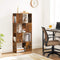 Boekenkast, symmetrisch ontwerp, open vakken, opbergkast, voor kantoor, woonkamer, slaapkamer, 60 x 24 x 127 cm, vintage bruin LBC141X01