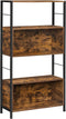 Boekenplank, staande plank, open, opbergplank,  80 x 30 x 148 cm, industrieel ontwerp, vintage bruin-zwart LLS106B01