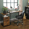 Bureau, computer bureau, smalle kantoortafel, 100 x 50 x 75 cm,  vintage bruin-zwart LWD41X
