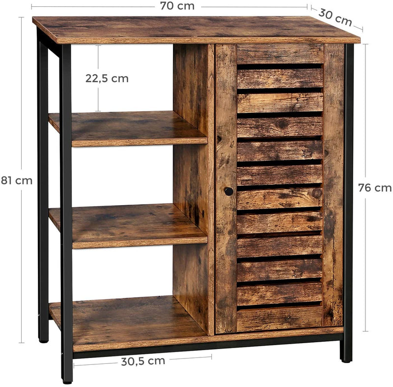dressoir, keukenkastje met 3 open rekken, badkamerkastje, woonkamer, hal, keuken, thuiskantoor, stalen geraamte, industriële stijl,vintage bruin en zwart LSC74BX