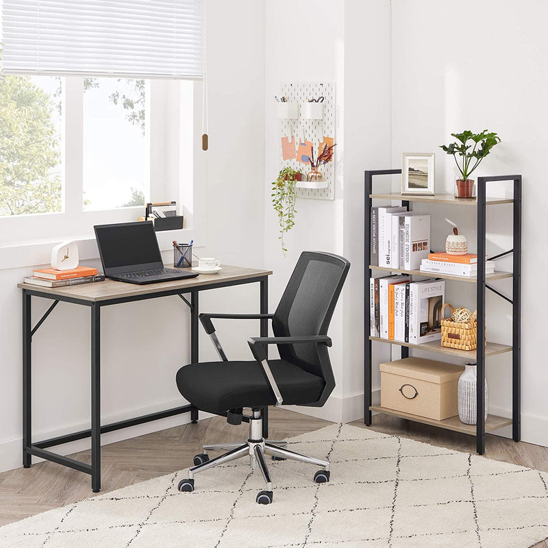 Bureau, computertafel, smalle kantoortafel, 100 x 50 x 75 cm, studeerkamer,  grijs-zwart LWD041B02