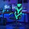 Hoge rugleuning gamingstoel, verstelbare racing style draaibare werkstoel met lendensteun en gevoerde armleuningen, (Groen)