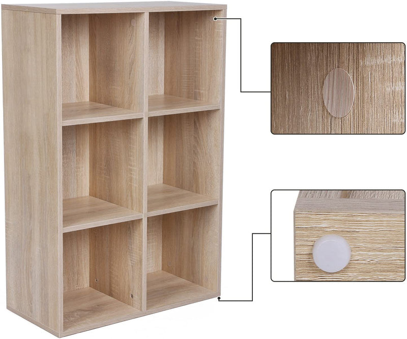 Boekenkast Met 6 Vakken, Houten Rek, Kubusrek, Opbergrek, 65,5 X 97,5 X 30